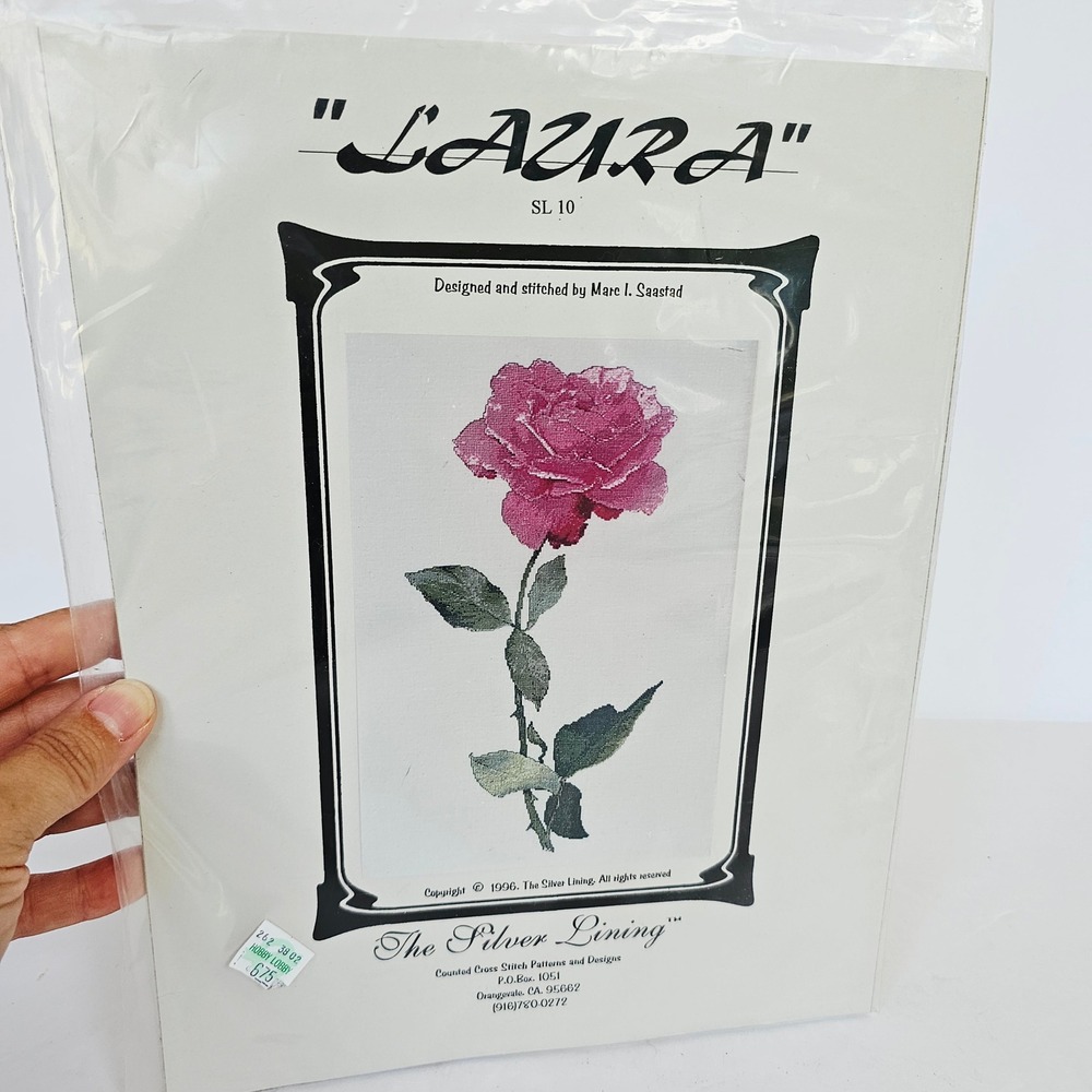 1996 The Silver Lining Laura SL 10 Pink Rose Cross Stitch Pattern Marc Saastad